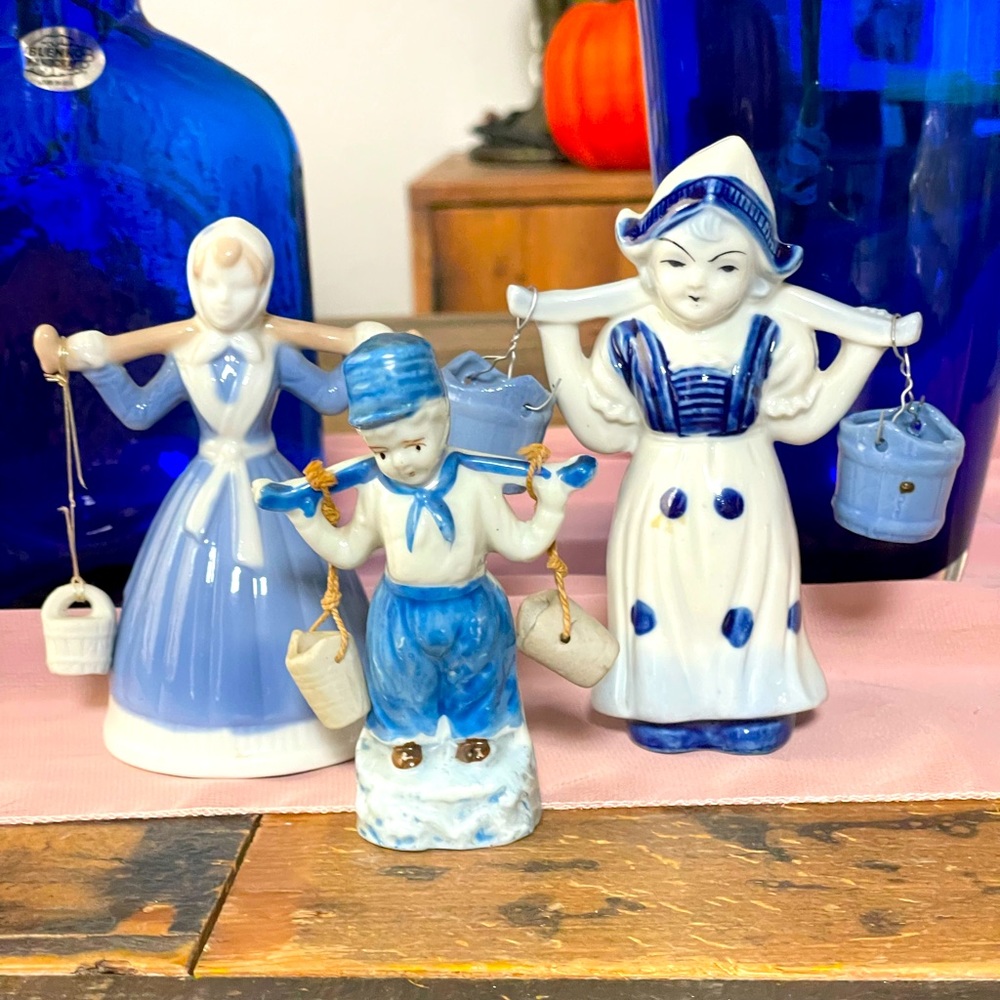 3 Vintage porcelain water boy and girls